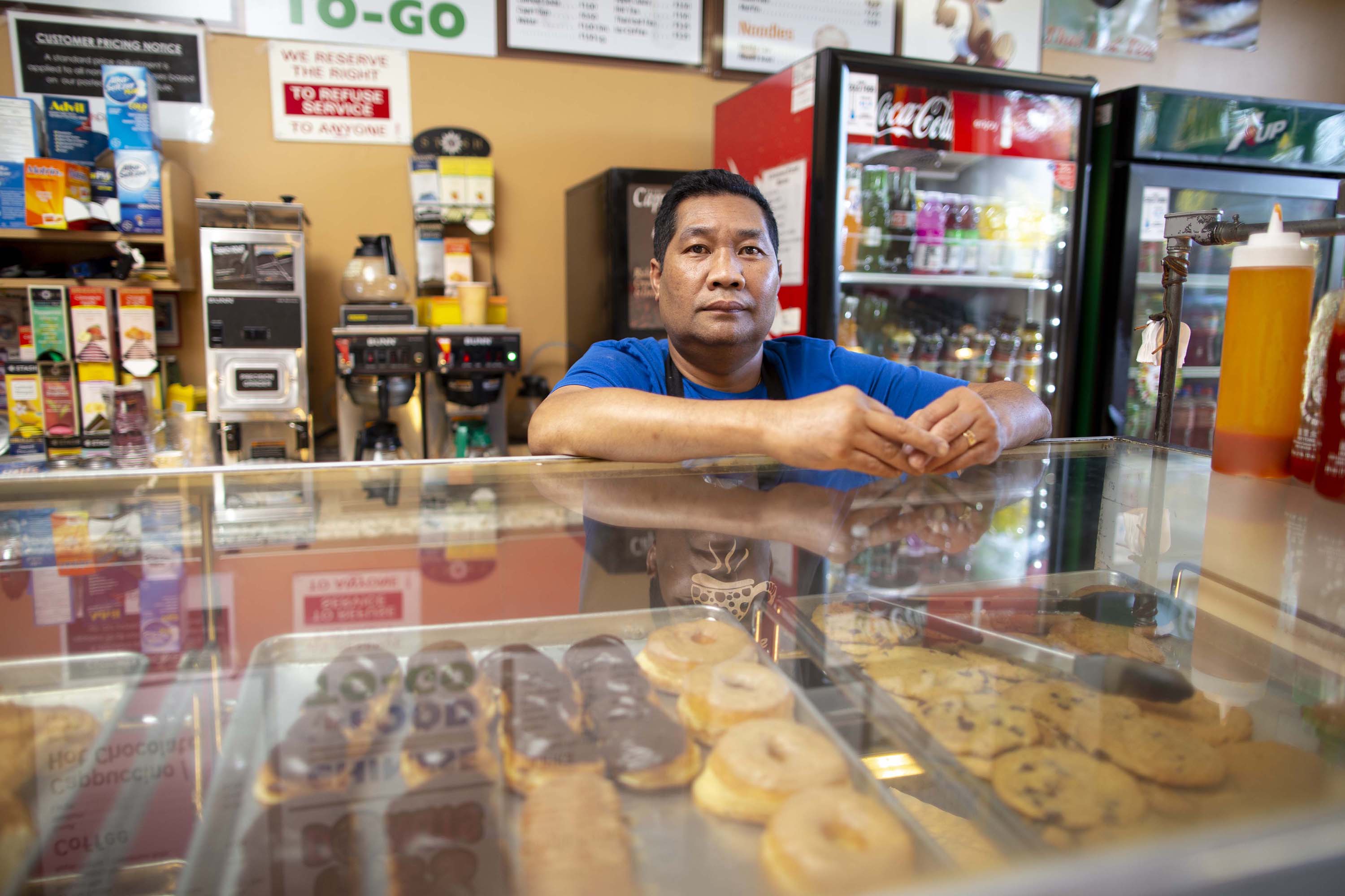 Timothy Mom has been running his donut shop since 1990. He pays his landlord $135 a month for property taxes.